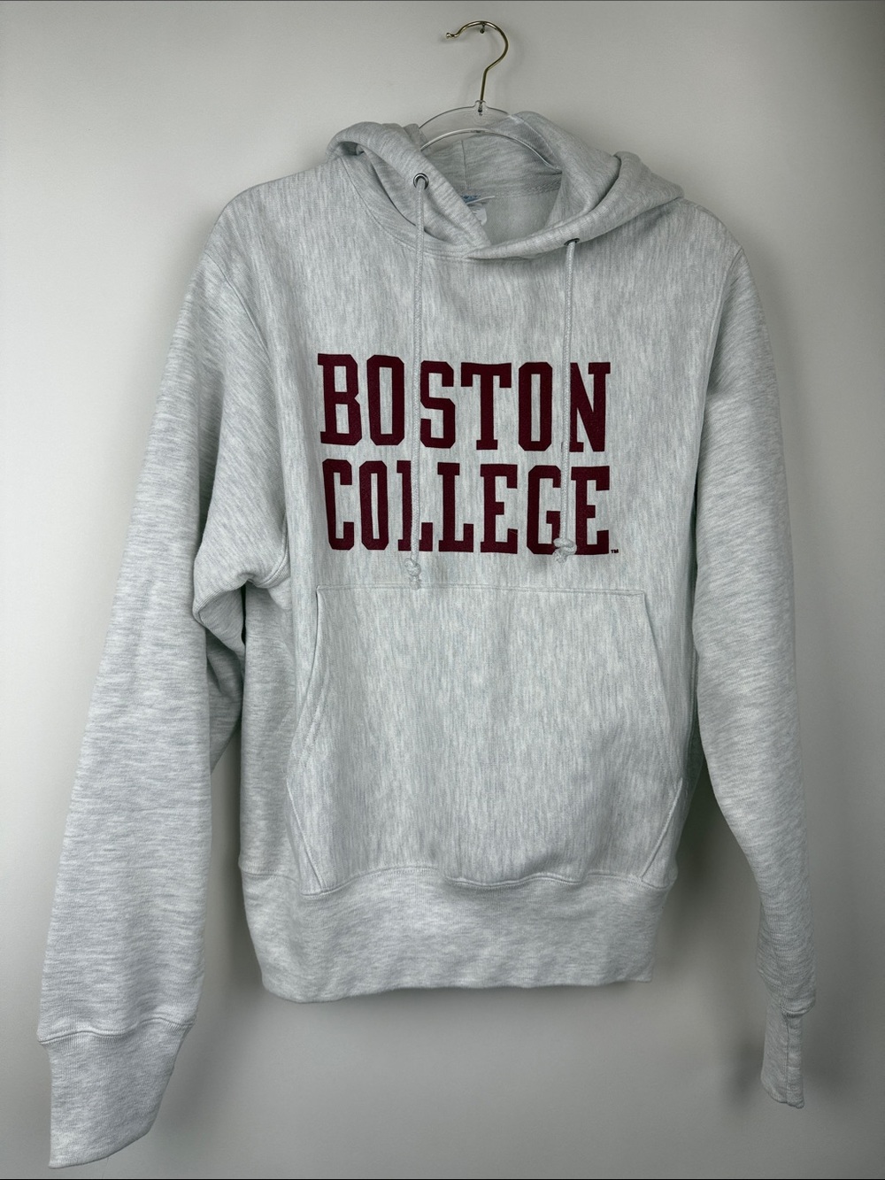 Champion Reverse Weave Boston College Hooded Sweatshirt in Grey Size Men’s Small